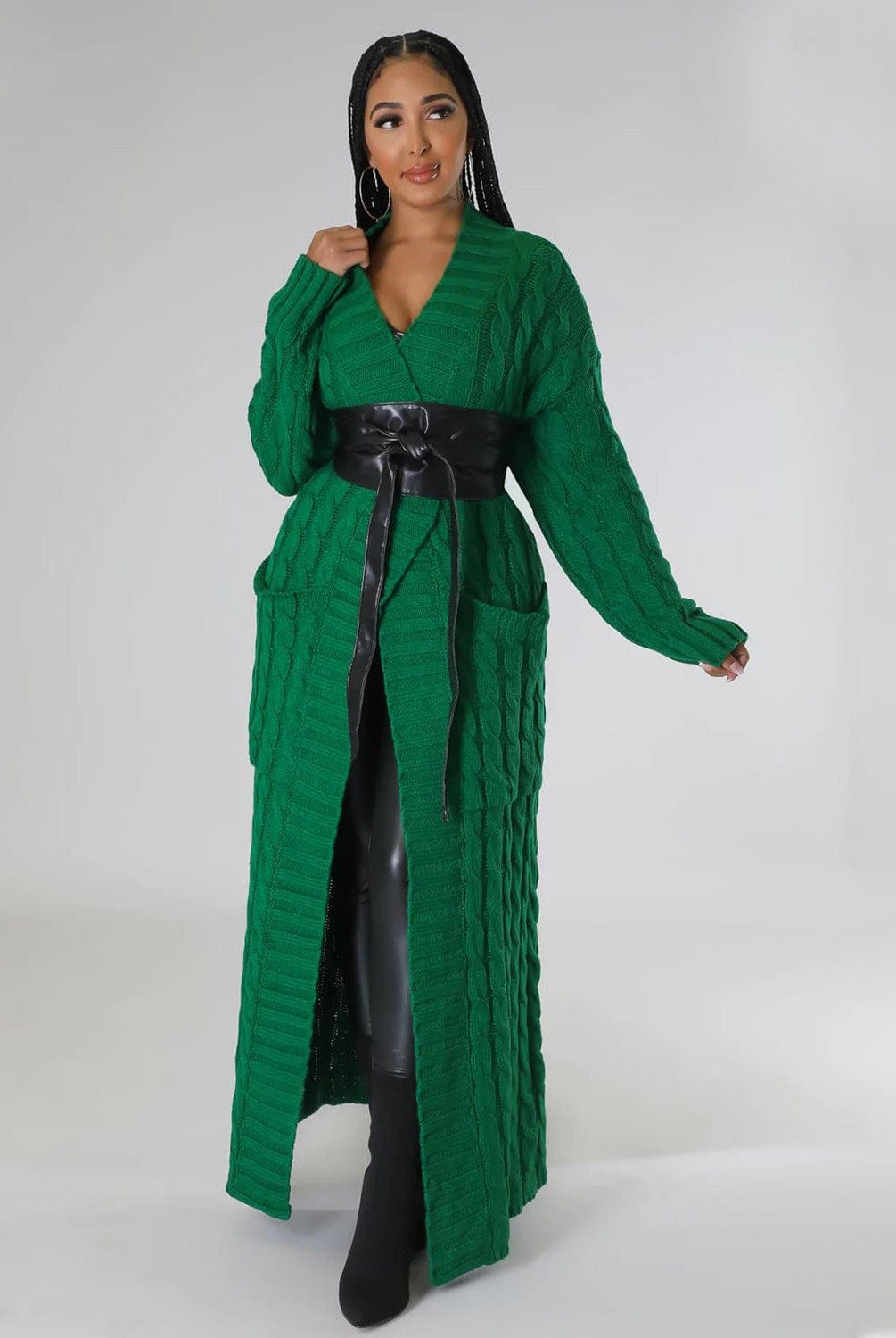 Set The Tone Open Long Knit Pocket Cardigan-Cardigans-Krush Kandy, Women's Online Fashion Boutique Located in Phoenix, Arizona (Scottsdale Area)