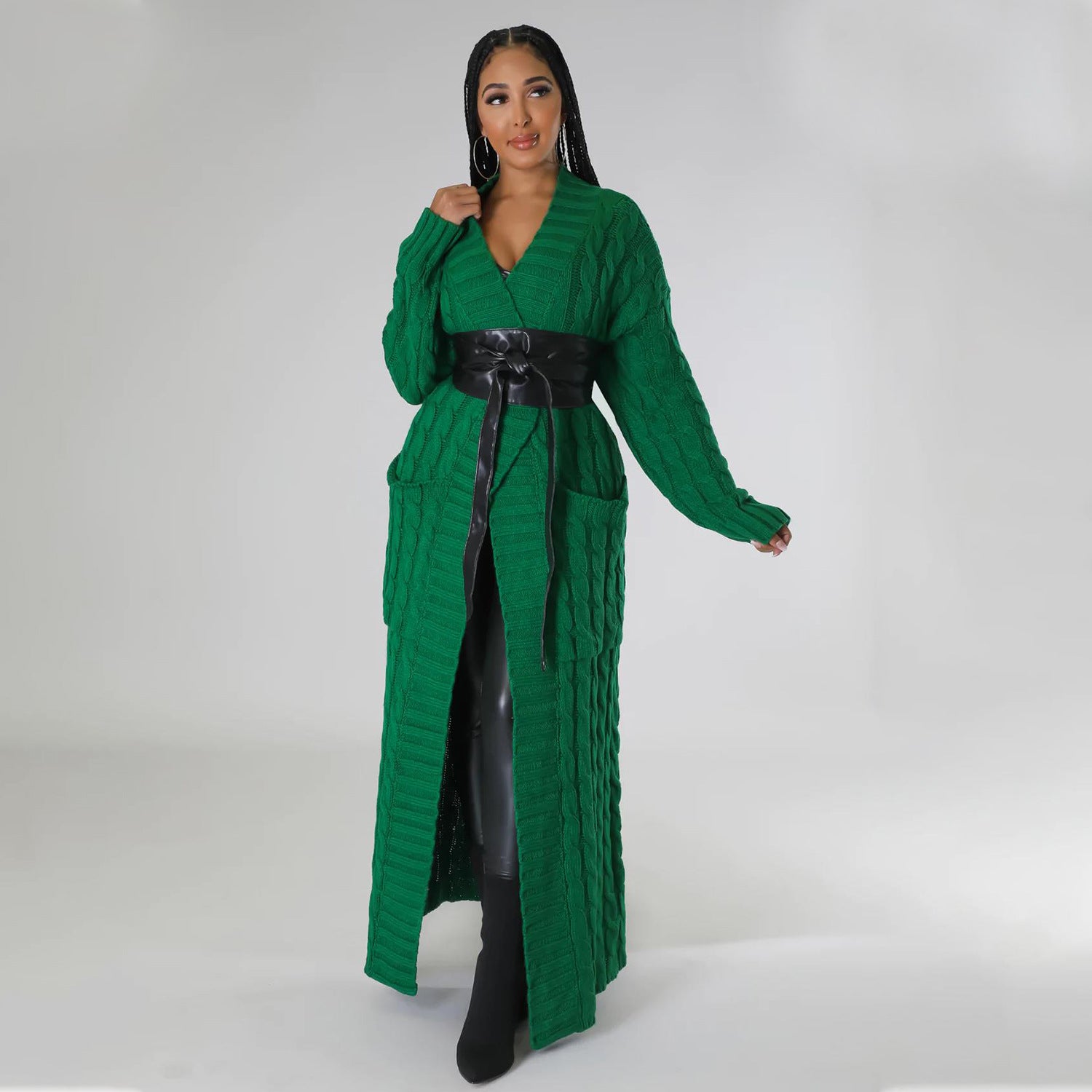 Set The Tone Open Long Knit Pocket Cardigan-Cardigans-Krush Kandy, Women's Online Fashion Boutique Located in Phoenix, Arizona (Scottsdale Area)