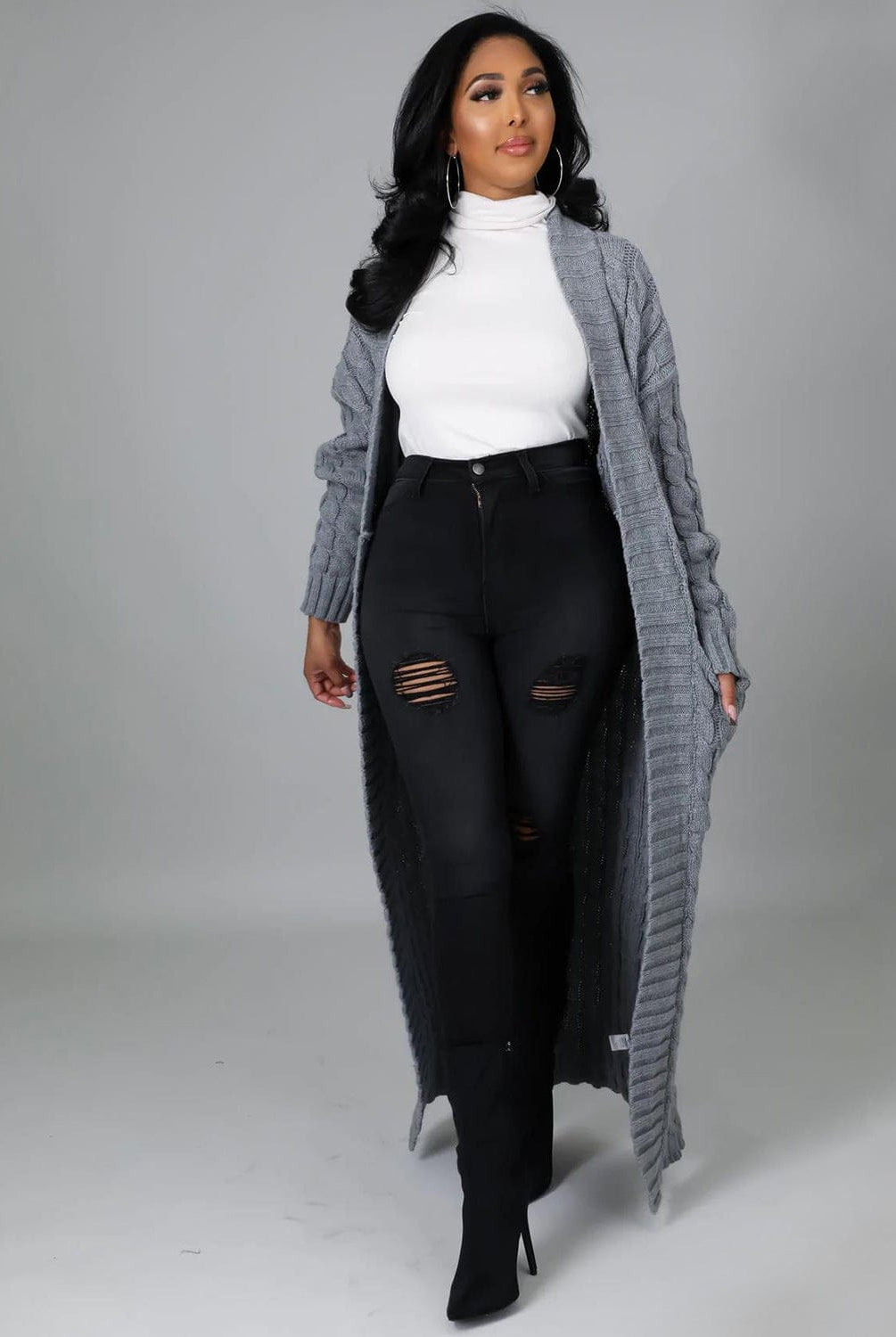 Set The Tone Open Long Knit Pocket Cardigan-Cardigans-Krush Kandy, Women's Online Fashion Boutique Located in Phoenix, Arizona (Scottsdale Area)