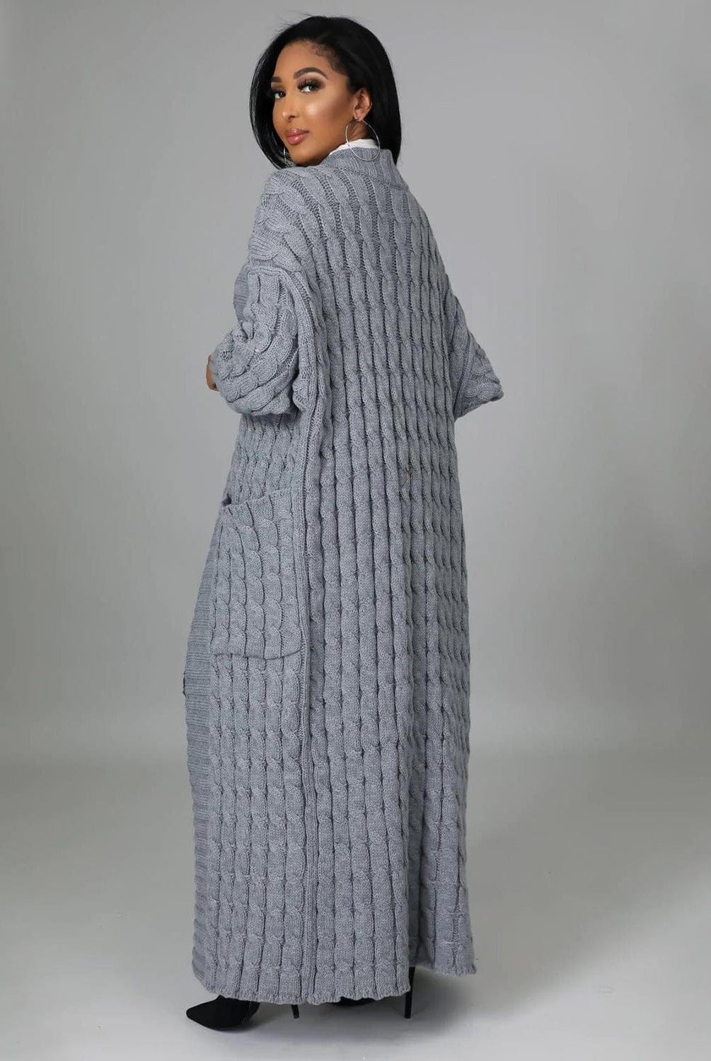 Set The Tone Open Long Knit Pocket Cardigan-Cardigans-Krush Kandy, Women's Online Fashion Boutique Located in Phoenix, Arizona (Scottsdale Area)
