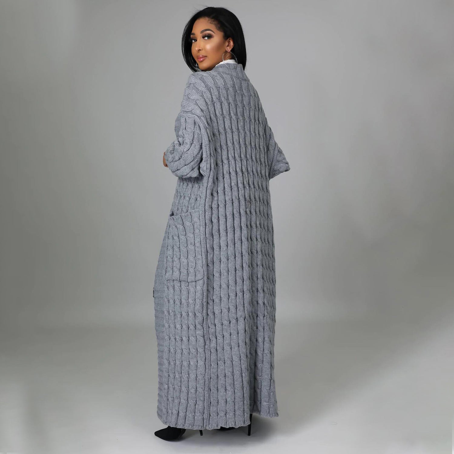 Set The Tone Open Long Knit Pocket Cardigan-Cardigans-Krush Kandy, Women's Online Fashion Boutique Located in Phoenix, Arizona (Scottsdale Area)