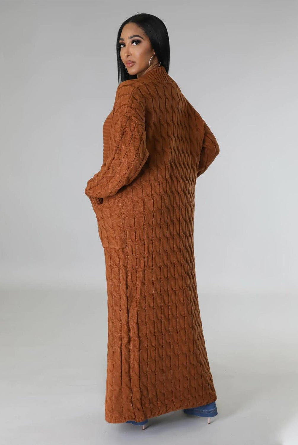 Set The Tone Open Long Knit Pocket Cardigan-Cardigans-Krush Kandy, Women's Online Fashion Boutique Located in Phoenix, Arizona (Scottsdale Area)