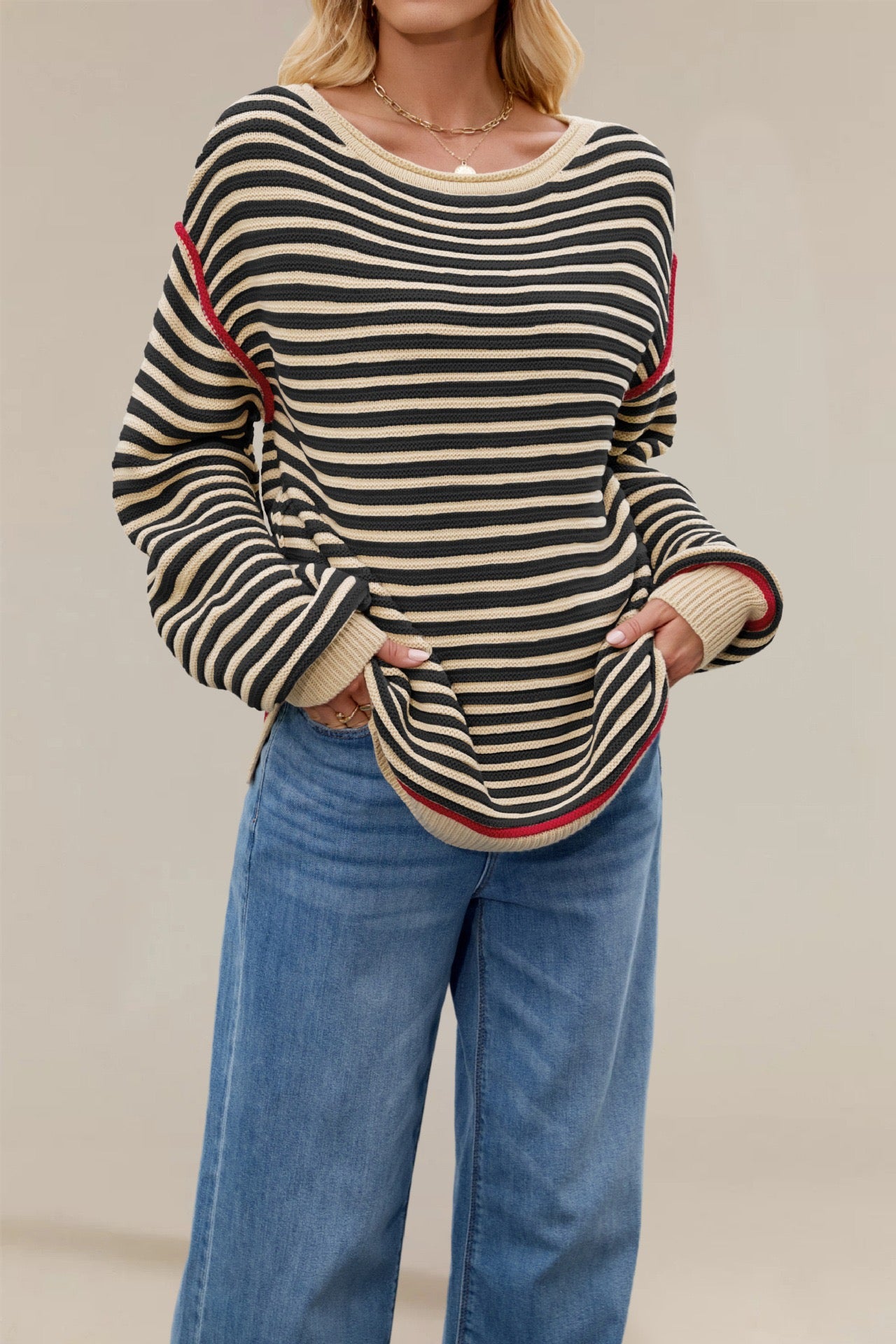 Classic Oversized Stripe Sweater-Tops-Krush Kandy, Women's Online Fashion Boutique Located in Phoenix, Arizona (Scottsdale Area)