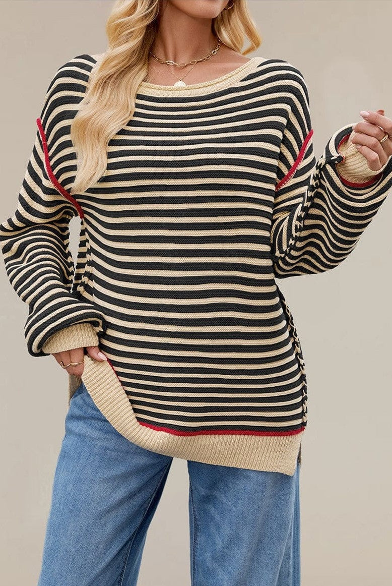 Classic Oversized Stripe Sweater-Tops-Krush Kandy, Women's Online Fashion Boutique Located in Phoenix, Arizona (Scottsdale Area)