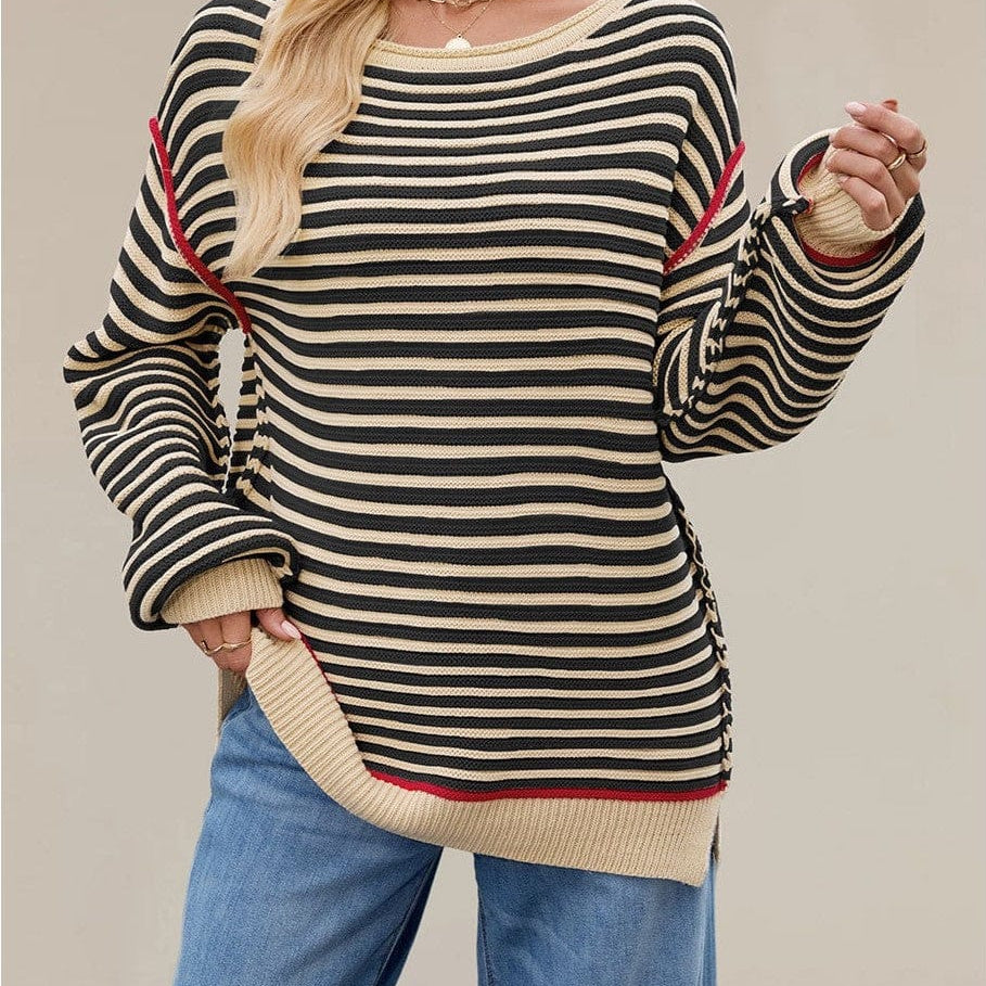 Classic Oversized Stripe Sweater-Tops-Krush Kandy, Women's Online Fashion Boutique Located in Phoenix, Arizona (Scottsdale Area)