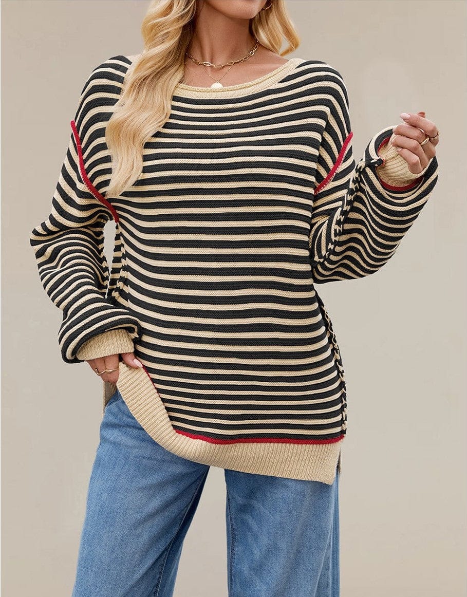 Classic Oversized Stripe Sweater-Tops-Krush Kandy, Women's Online Fashion Boutique Located in Phoenix, Arizona (Scottsdale Area)