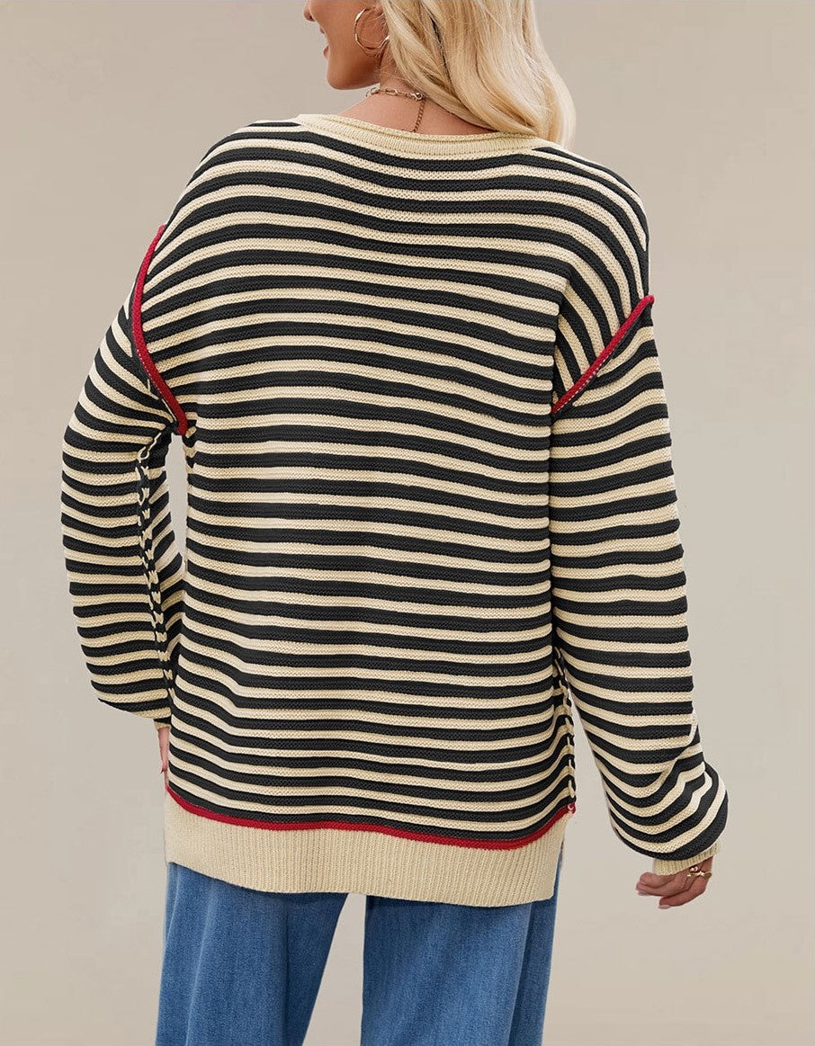 Classic Oversized Stripe Sweater-Tops-Krush Kandy, Women's Online Fashion Boutique Located in Phoenix, Arizona (Scottsdale Area)