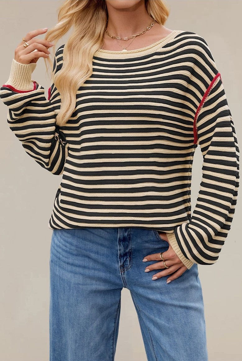 Classic Oversized Stripe Sweater-Tops-Krush Kandy, Women's Online Fashion Boutique Located in Phoenix, Arizona (Scottsdale Area)