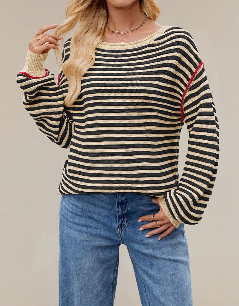 Classic Oversized Stripe Sweater-Tops-Krush Kandy, Women's Online Fashion Boutique Located in Phoenix, Arizona (Scottsdale Area)