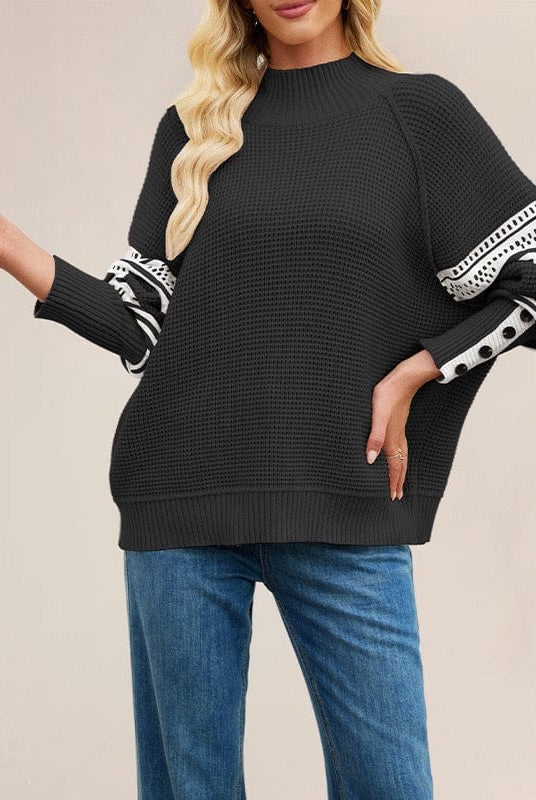 Retro Grid Waffle Knit Sweater-Sweaters-Krush Kandy, Women's Online Fashion Boutique Located in Phoenix, Arizona (Scottsdale Area)