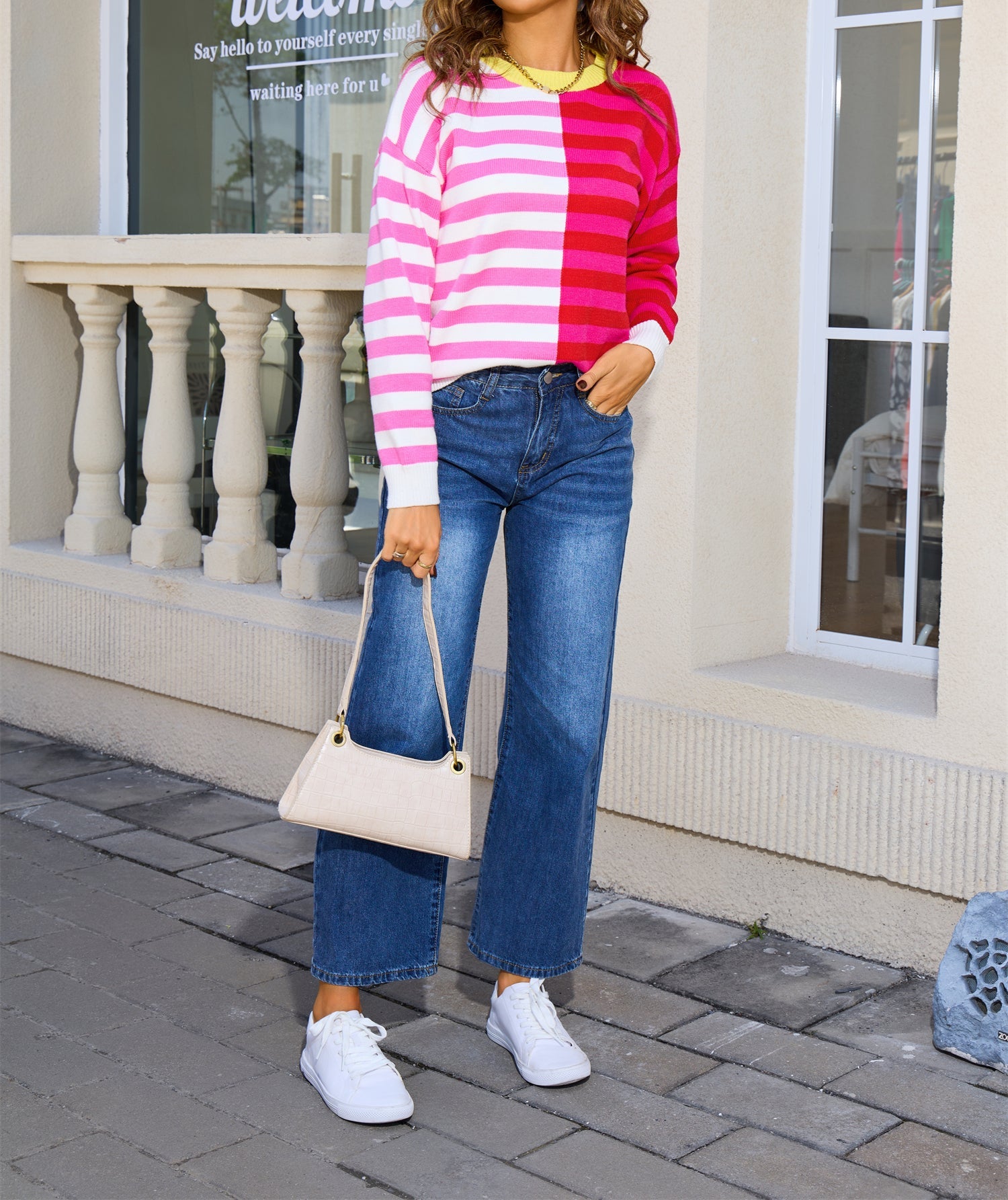 Half Way There Stripe Sweater-Tops-Krush Kandy, Women's Online Fashion Boutique Located in Phoenix, Arizona (Scottsdale Area)