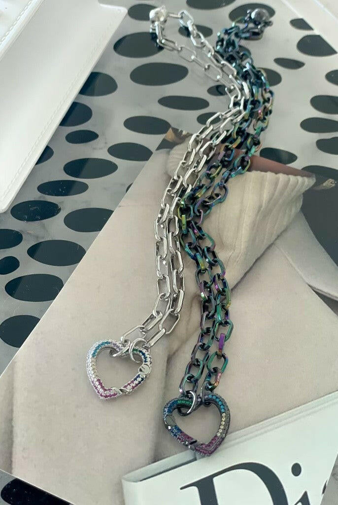 Multi Color CZ Heart Magnetic Necklace-Necklaces-Krush Kandy, Women's Online Fashion Boutique Located in Phoenix, Arizona (Scottsdale Area)