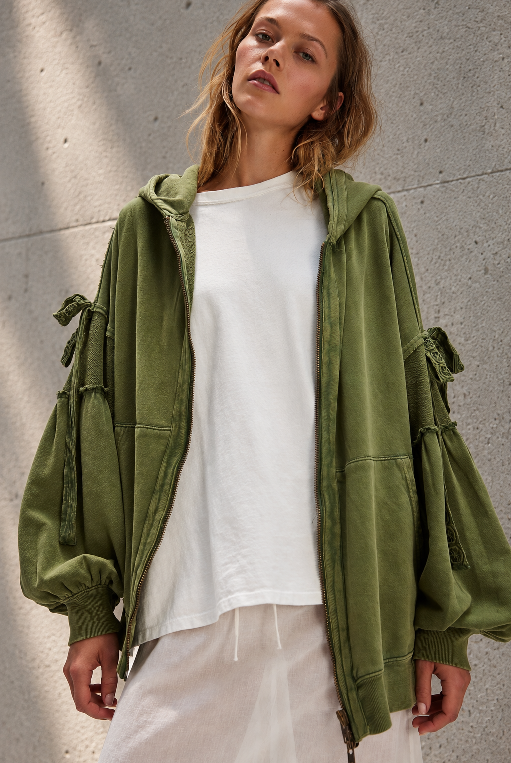 Olive Balloon-Sleeve Hoodie Portrait.png
