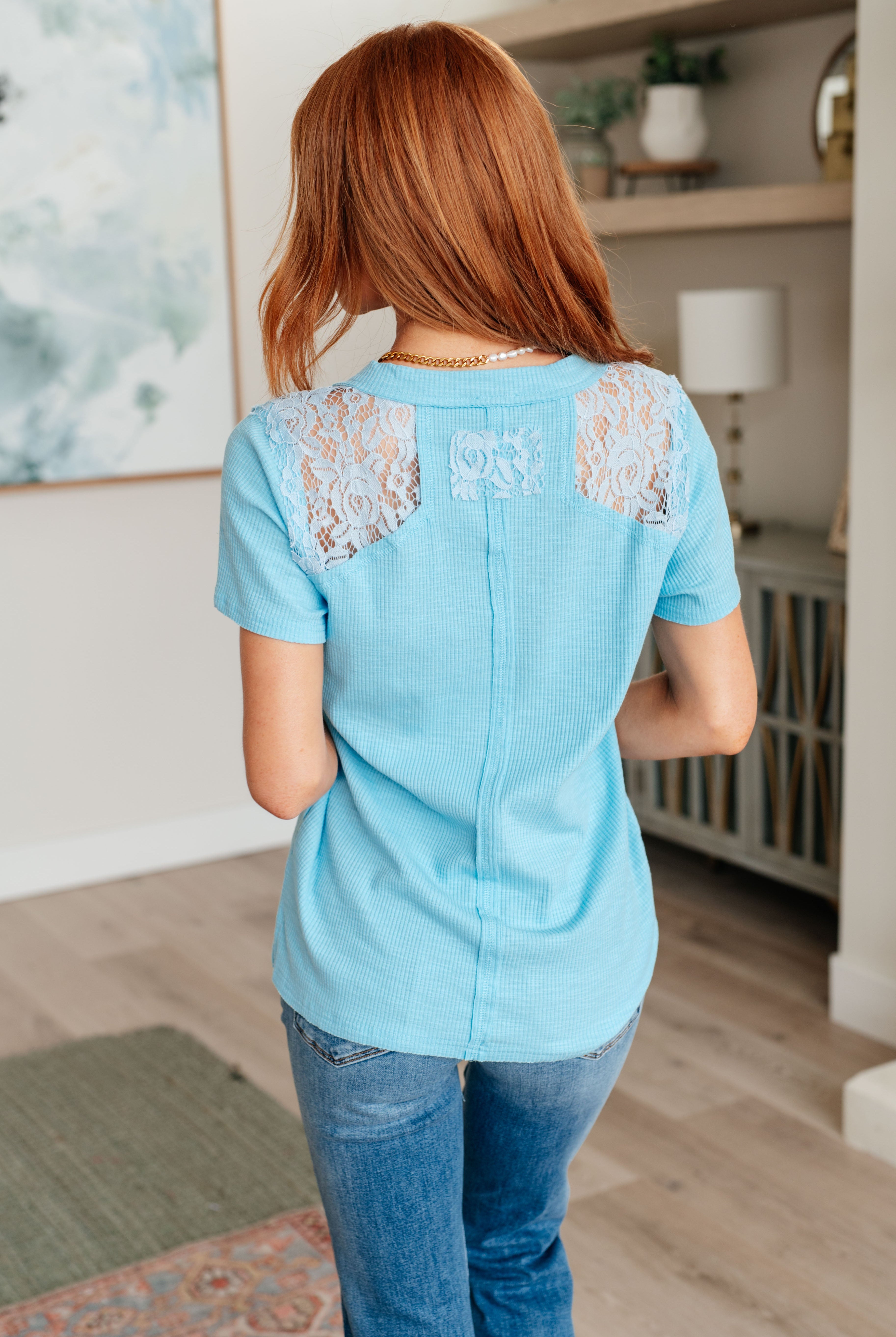 Only Happy When it Rains Lace Detail Top-Short Sleeve Tops-Krush Kandy, Women's Online Fashion Boutique Located in Phoenix, Arizona (Scottsdale Area)