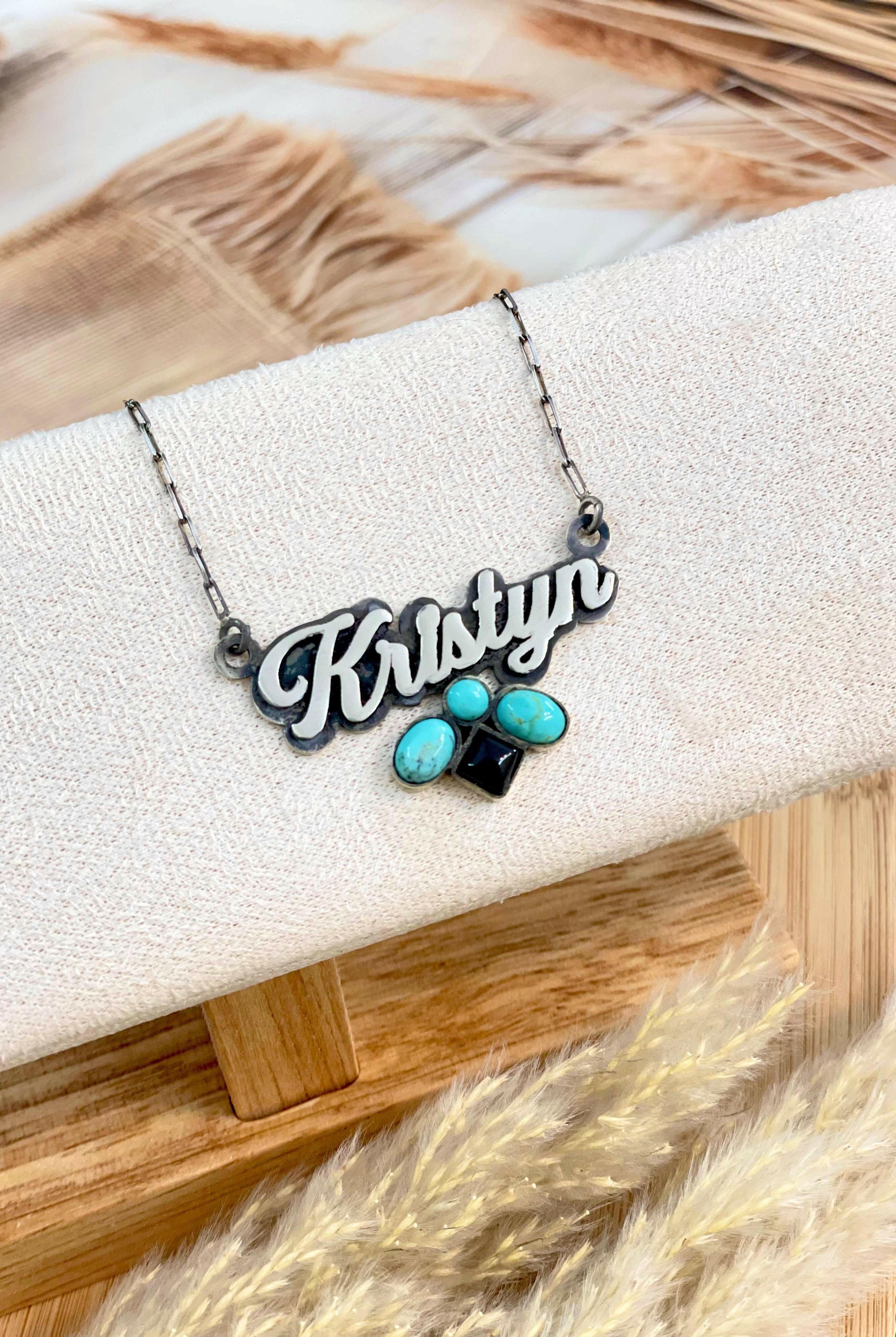 Southwestern Charm Turquoise & Onyx Personalized Necklace PREORDER-Chain Necklaces-Krush Kandy, Women's Online Fashion Boutique Located in Phoenix, Arizona (Scottsdale Area)