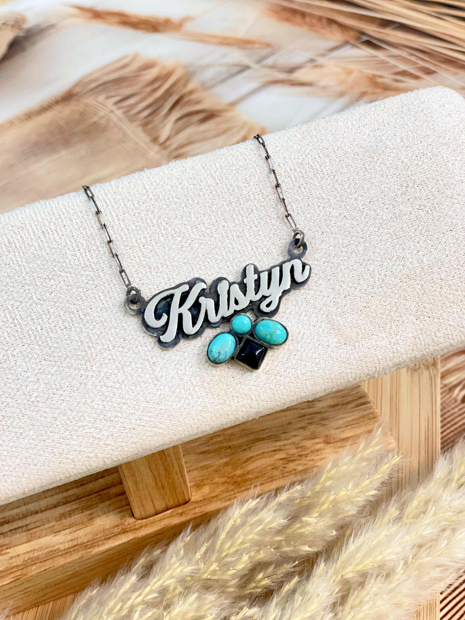 Southwestern Charm Turquoise & Onyx Personalized Necklace PREORDER-Chain Necklaces-Krush Kandy, Women's Online Fashion Boutique Located in Phoenix, Arizona (Scottsdale Area)