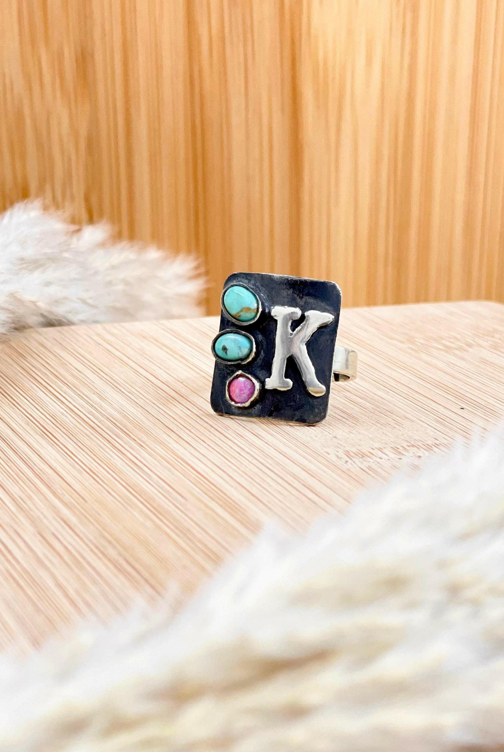 Big Sky Initial Stone Spark Ring PREORDER-Rings-Krush Kandy, Women's Online Fashion Boutique Located in Phoenix, Arizona (Scottsdale Area)