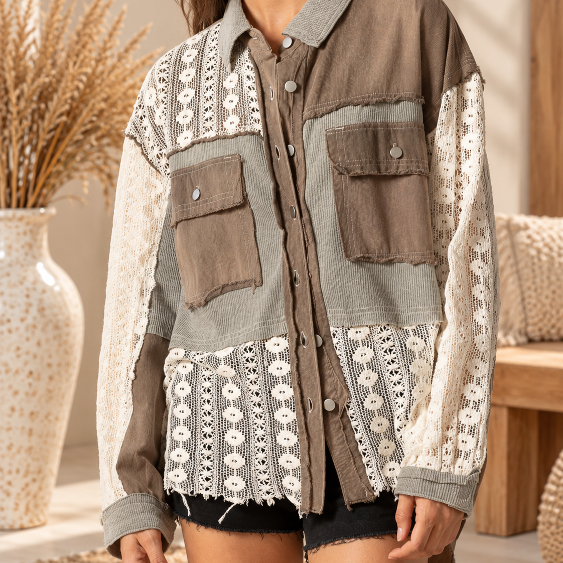 POL Lace Jean Jacket