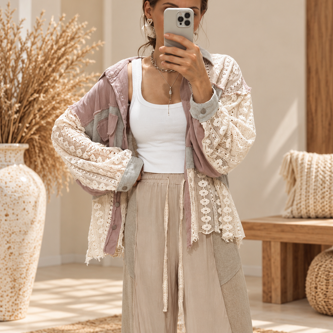 POL Lace Jean Jacket