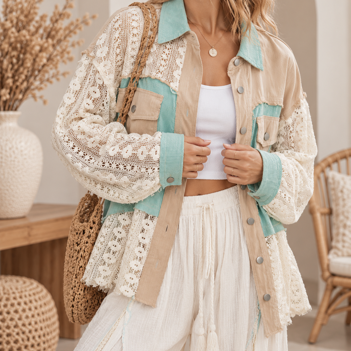 POL Lace Jean Jacket