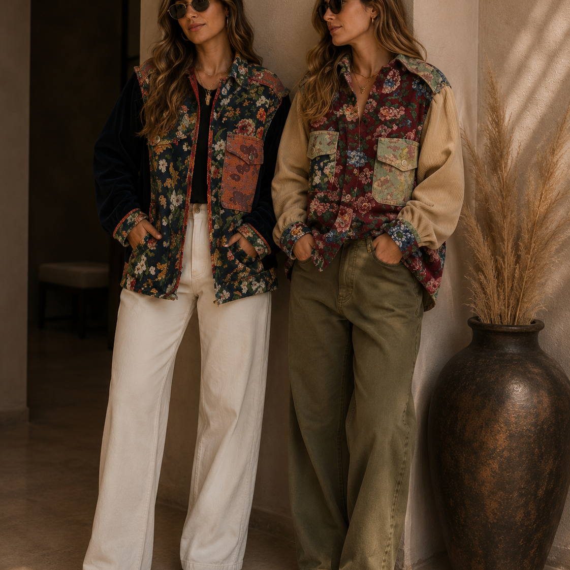 POL Women's Floral Long Sleeve Shacket