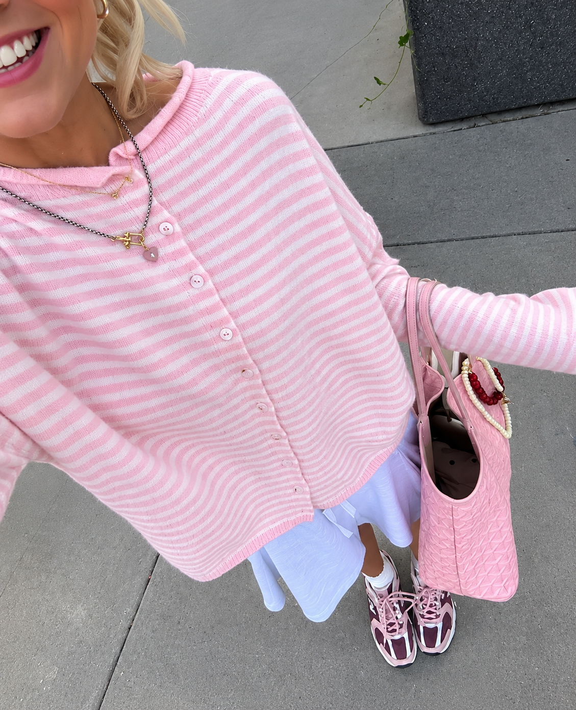 Pastel Pink Striped Sidewalk Selfie.png