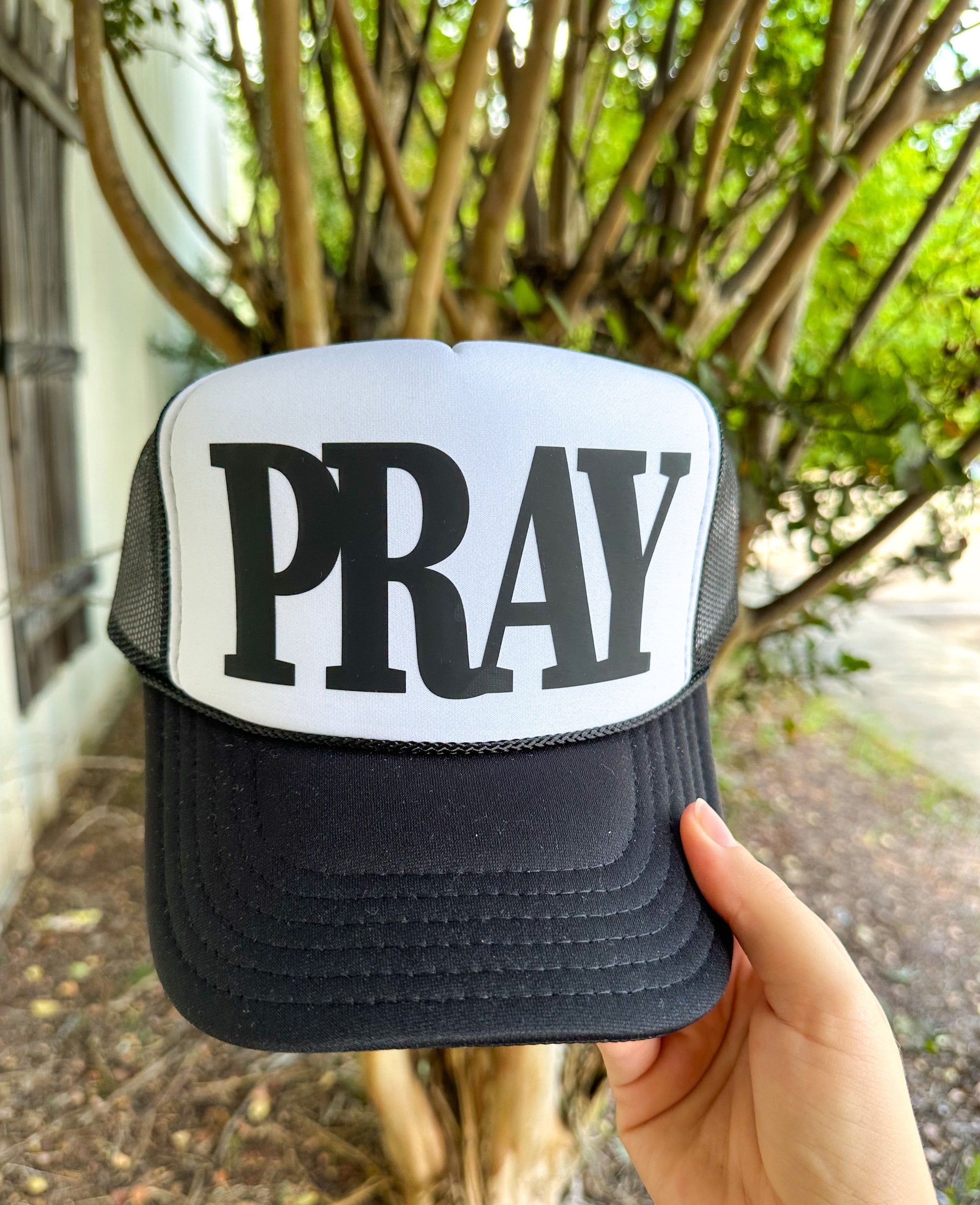PRAY Black & White Trucker Hat-hat-Krush Kandy, Women's Online Fashion Boutique Located in Phoenix, Arizona (Scottsdale Area)