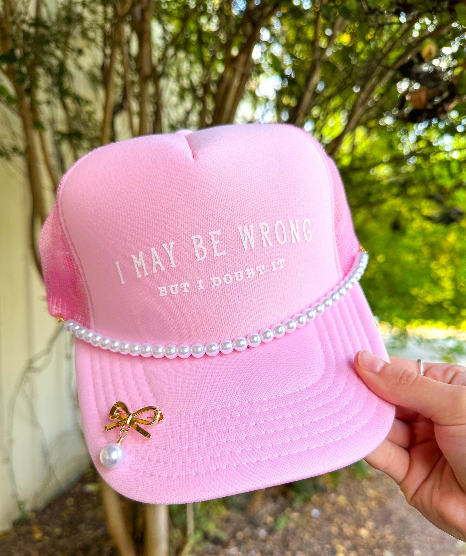 I May Be Wrong But I Doubt It Light Pink Trucker-hat-Krush Kandy, Women's Online Fashion Boutique Located in Phoenix, Arizona (Scottsdale Area)