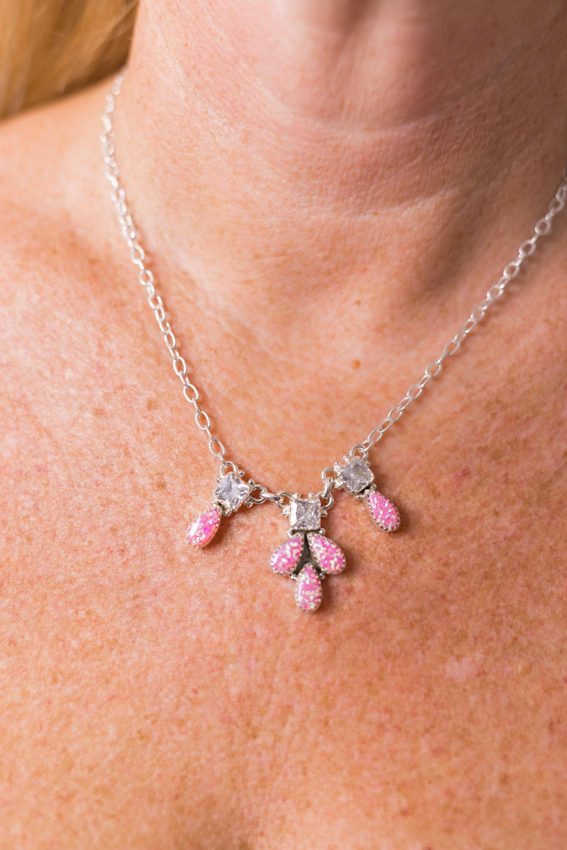 Sierra Opal Petals CZ Necklace-Necklaces-Krush Kandy, Women's Online Fashion Boutique Located in Phoenix, Arizona (Scottsdale Area)