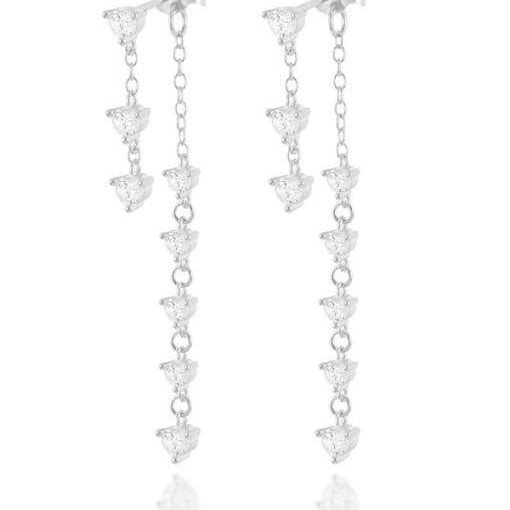 Sterling Silver Cubic Zirconia Geometric Dainty Drop Earrings-Earrings-Krush Kandy, Women's Online Fashion Boutique Located in Phoenix, Arizona (Scottsdale Area)