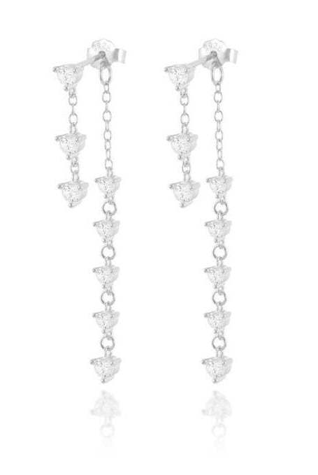 Sterling Silver Cubic Zirconia Geometric Dainty Drop Earrings-Earrings-Krush Kandy, Women's Online Fashion Boutique Located in Phoenix, Arizona (Scottsdale Area)