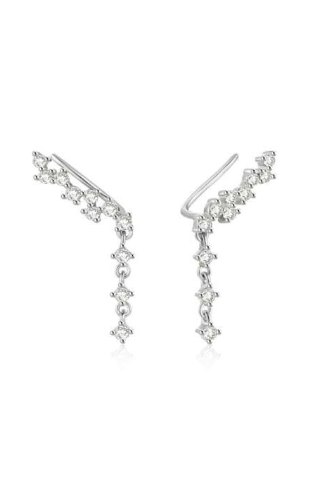 Sterling Silver Cubic Zirconia Tassel Dainty Drop Earrings-Earrings-Krush Kandy, Women's Online Fashion Boutique Located in Phoenix, Arizona (Scottsdale Area)