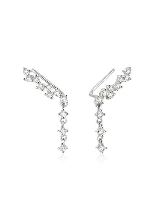 Sterling Silver Cubic Zirconia Tassel Dainty Drop Earrings-Earrings-Krush Kandy, Women's Online Fashion Boutique Located in Phoenix, Arizona (Scottsdale Area)