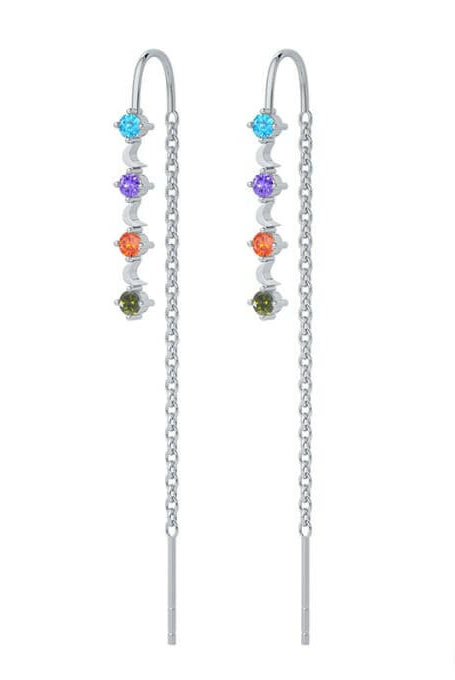 Sterling Silver Cubic Zirconia Tassel Minimalist Threader Earring-Earrings-Krush Kandy, Women's Online Fashion Boutique Located in Phoenix, Arizona (Scottsdale Area)