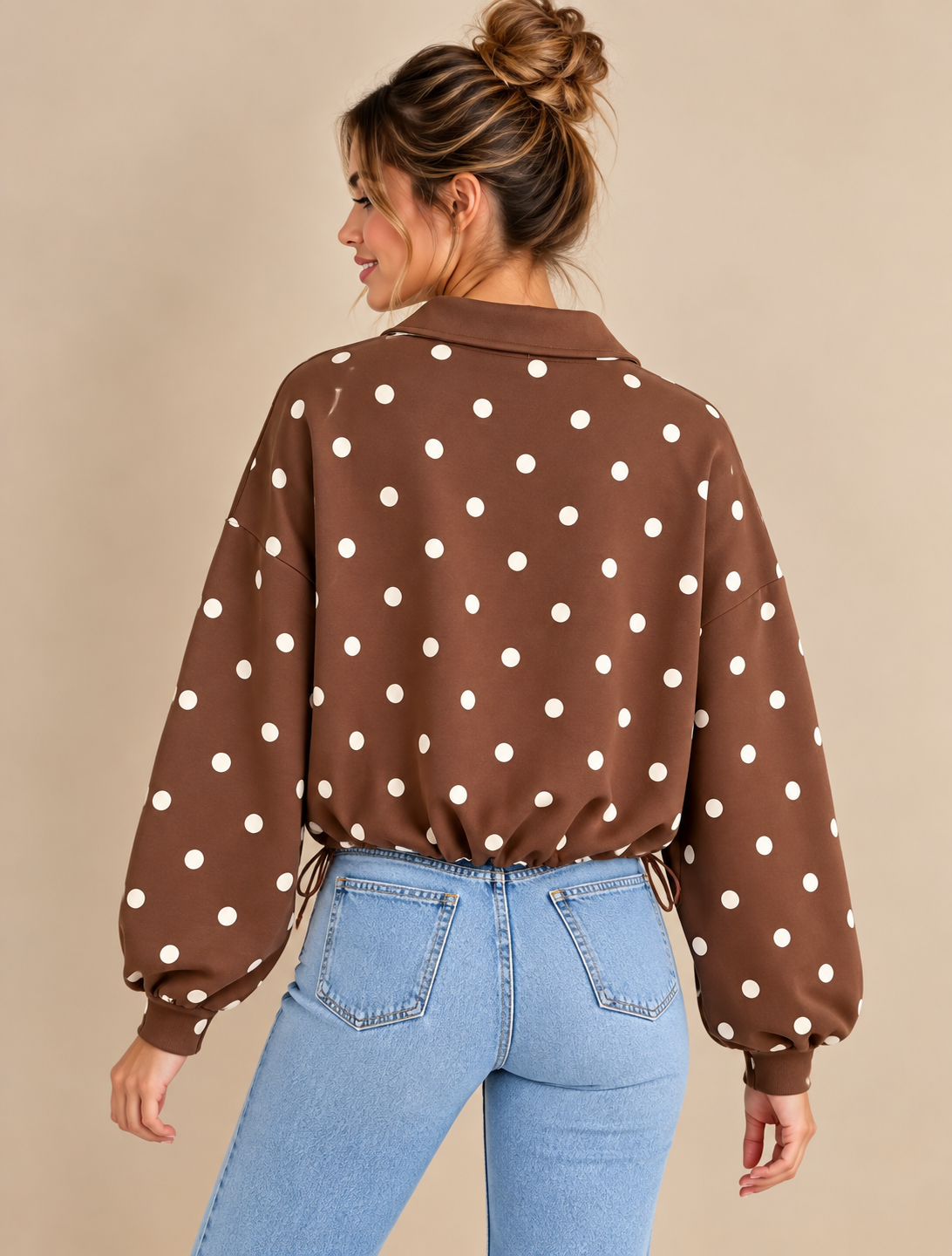 Polka Dot Pullover and Denim Back View.png