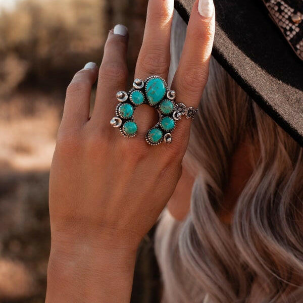 Squash Blossom Horseshoe Ring-Cluster Rings-Krush Kandy, Women's Online Fashion Boutique Located in Phoenix, Arizona (Scottsdale Area)