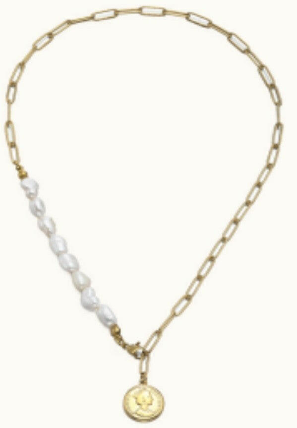 Pearl and Chain Pendant Necklace-Pendant Necklaces-Krush Kandy, Women's Online Fashion Boutique Located in Phoenix, Arizona (Scottsdale Area)