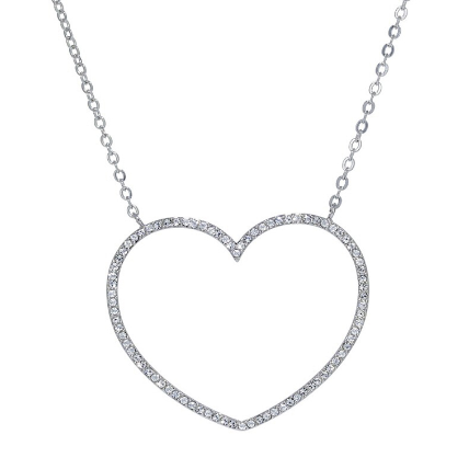 CZ Crystal Open Heart Necklace-Chain Necklaces-Krush Kandy, Women's Online Fashion Boutique Located in Phoenix, Arizona (Scottsdale Area)