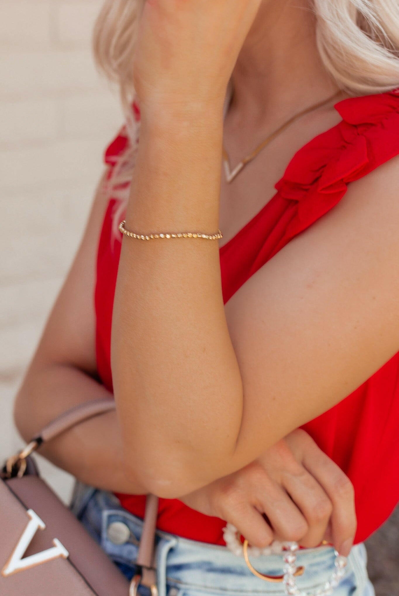 Simple Impressions Sterling Silver Hammered Beaded Stretch Bracelet-Bangle Bracelets-Krush Kandy, Women's Online Fashion Boutique Located in Phoenix, Arizona (Scottsdale Area)