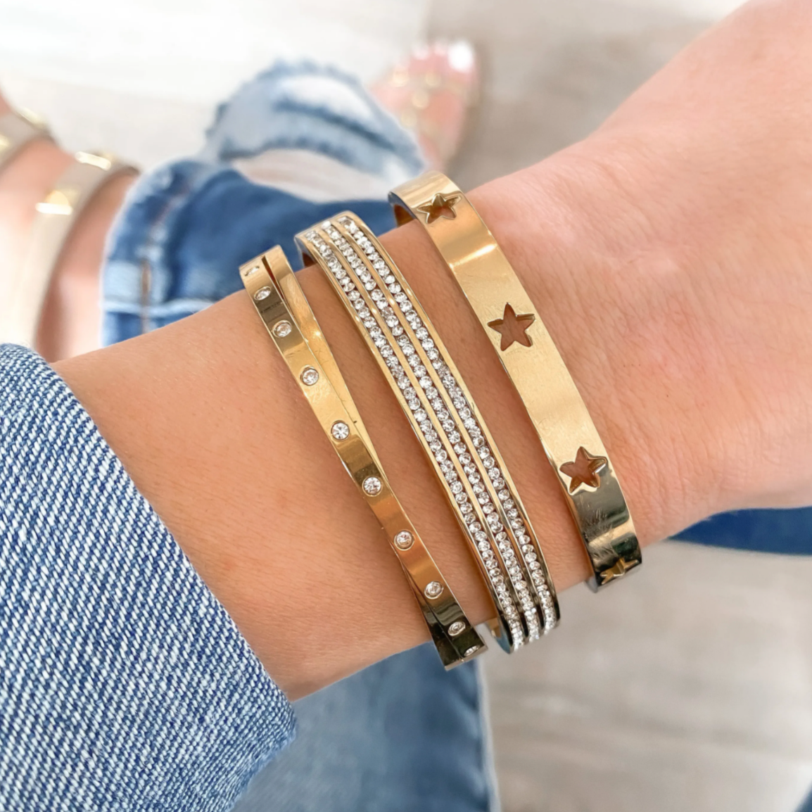 Counting The Stars Bangle Bracelet-Bracelets-Krush Kandy, Women's Online Fashion Boutique Located in Phoenix, Arizona (Scottsdale Area)