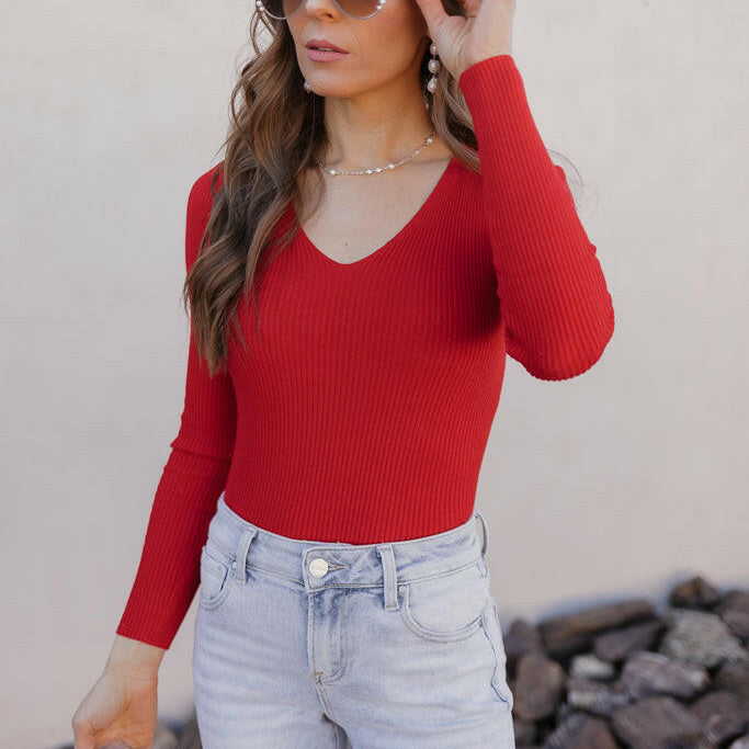 Sleek Simplicity Knit Sweater Top-Sweaters-Krush Kandy, Women's Online Fashion Boutique Located in Phoenix, Arizona (Scottsdale Area)