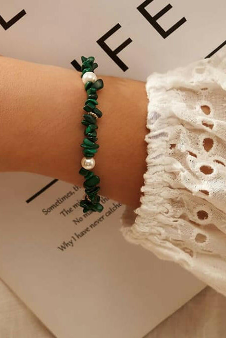 Freshwater Pearl & Malachite Bracelet-Bracelets-Krush Kandy, Women's Online Fashion Boutique Located in Phoenix, Arizona (Scottsdale Area)