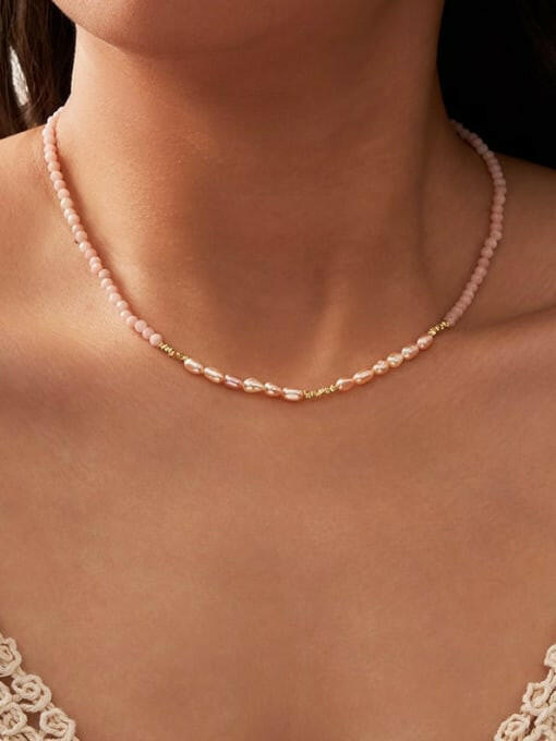 Dreamy Pink Natural Stone Bohemian Beaded Necklace-Necklaces-Krush Kandy, Women's Online Fashion Boutique Located in Phoenix, Arizona (Scottsdale Area)