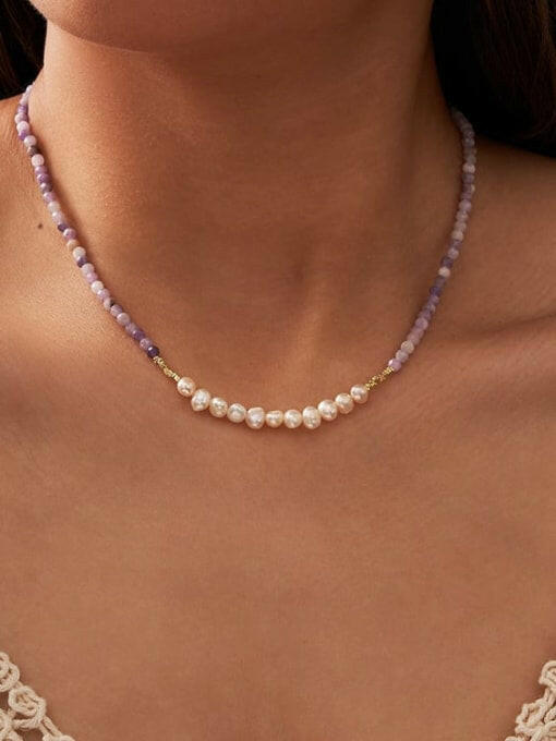 Natural Stone & Pearl Bohemian Necklace-Necklaces-Krush Kandy, Women's Online Fashion Boutique Located in Phoenix, Arizona (Scottsdale Area)