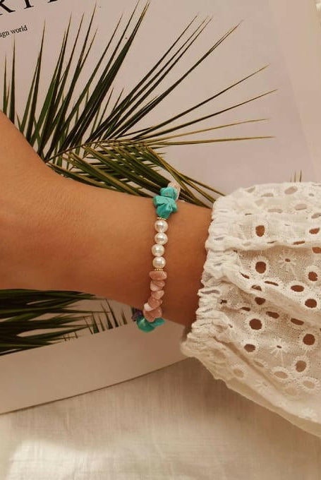 Freshwater Pearl & Rough Cut Stone Bracelet-Bracelets-Krush Kandy, Women's Online Fashion Boutique Located in Phoenix, Arizona (Scottsdale Area)