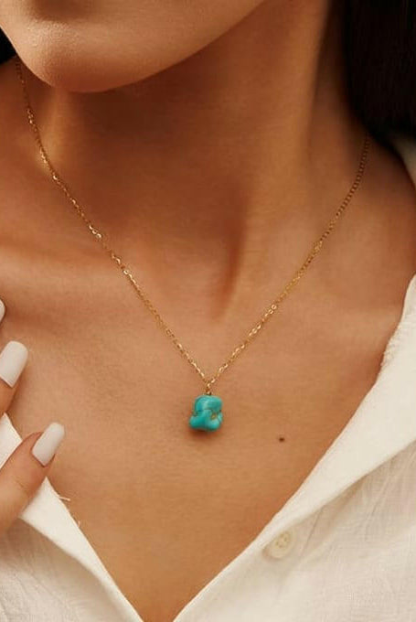 Turquoise Slab Minimalist Necklace-Necklaces-Krush Kandy, Women's Online Fashion Boutique Located in Phoenix, Arizona (Scottsdale Area)