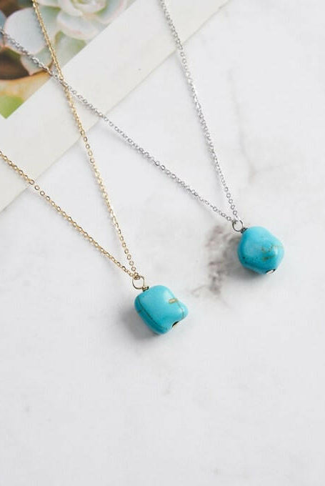 Turquoise Slab Minimalist Necklace-Necklaces-Krush Kandy, Women's Online Fashion Boutique Located in Phoenix, Arizona (Scottsdale Area)
