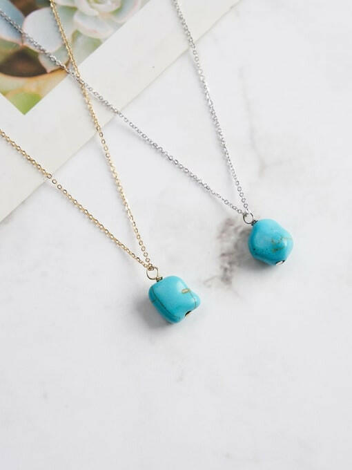 Turquoise Slab Minimalist Necklace-Necklaces-Krush Kandy, Women's Online Fashion Boutique Located in Phoenix, Arizona (Scottsdale Area)