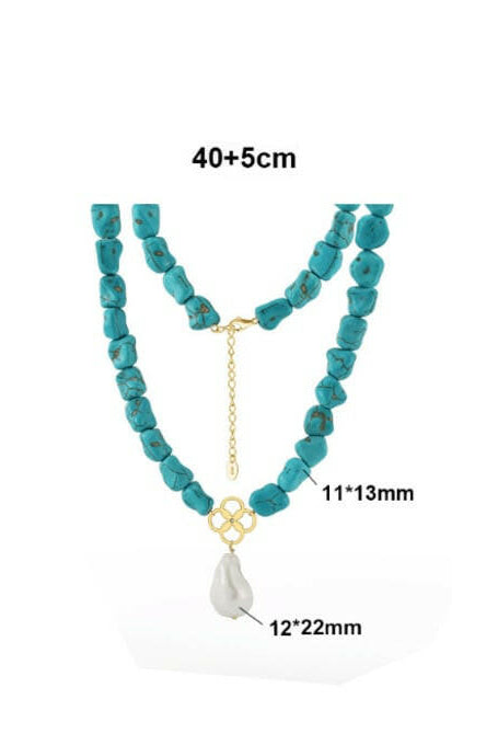 Kandy Turquoise & Pearl Vintage Beaded Necklace-Necklaces-Krush Kandy, Women's Online Fashion Boutique Located in Phoenix, Arizona (Scottsdale Area)