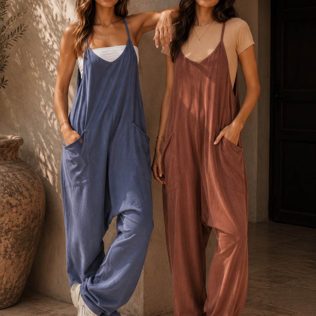 Relaxed Fit Mineral Washed Jumpsuit